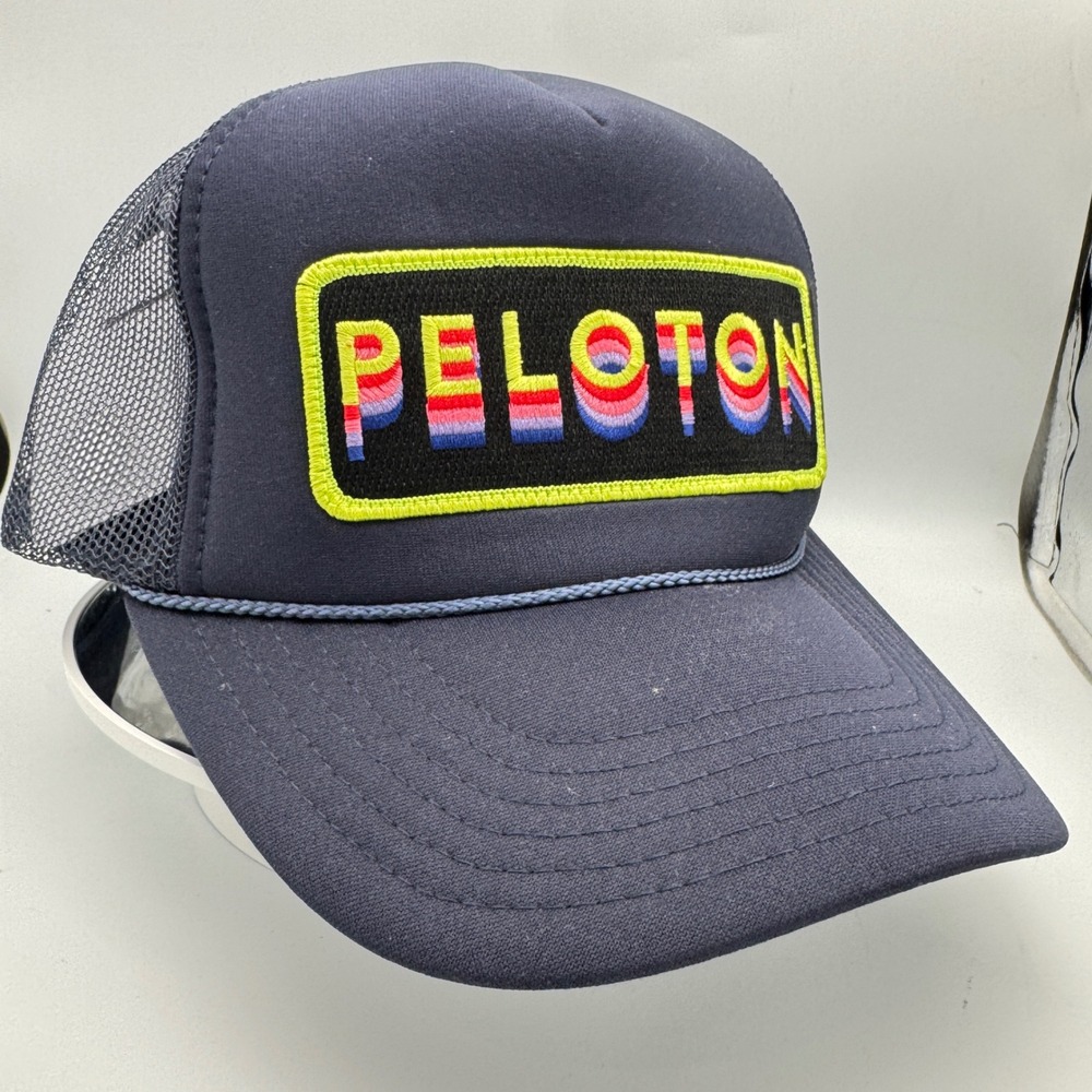 Aviator Nation X Peloton Trucker Hat Navy Rainbow Logo Mesh Snapback Cap